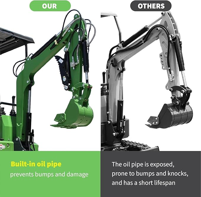 1 Ton Mini Excavator B&S Engine with Excavator Flail Mower Attachments for Garden,Road Cutting Weeds, Branch Shredding,Pioneering Land(G Mower+excavator)