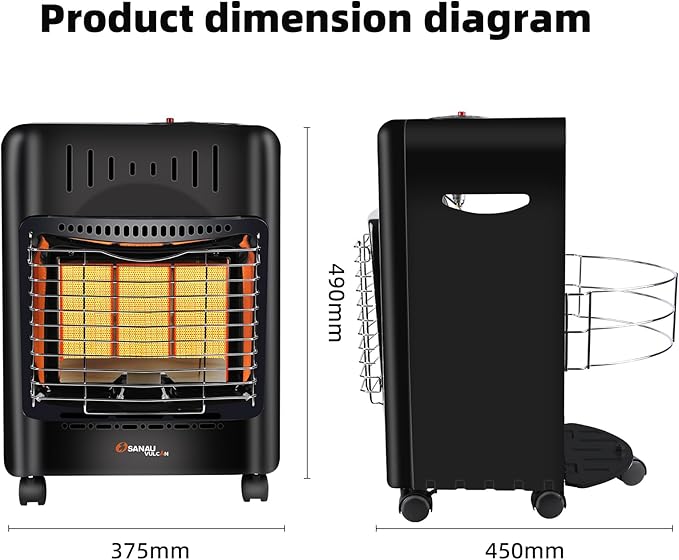 18,000 BTU Propane Heater for Garages, Construction sites and yards, Propane Cabinet Heater Quiet with Gas Regulator and Hose, Heating Area Up to 450 sq. Ft(Black)