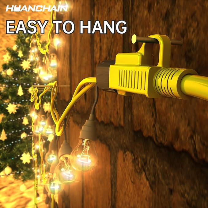 HUANCHAIN Outdoor Extension Cord 60 Foot Waterproof, 16/3 Gauge Flexible Cold-Resistant Appliance Extension Cable Outside, 10A 1250W 16AWG, 3 Prong Heavy Duty Electric Cord Yellow, ETL