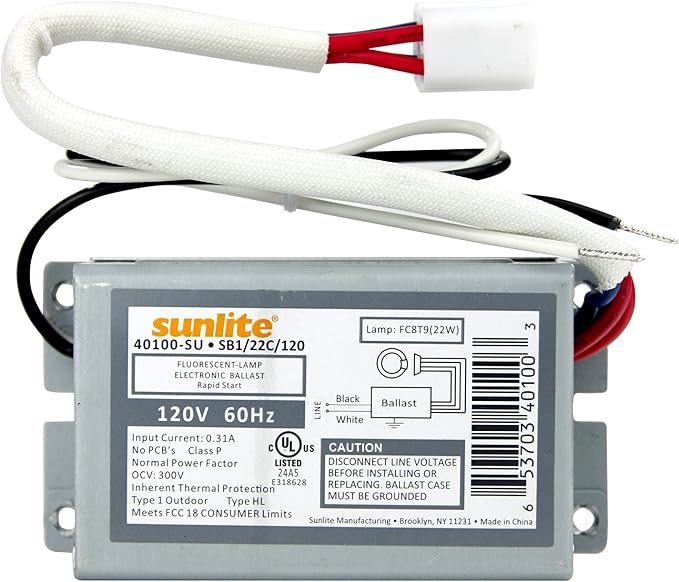 Sunlite 40100-SU SB122C120 1 Lamp FC8T9 Fluorescent Circline Ballast, 120-volt
