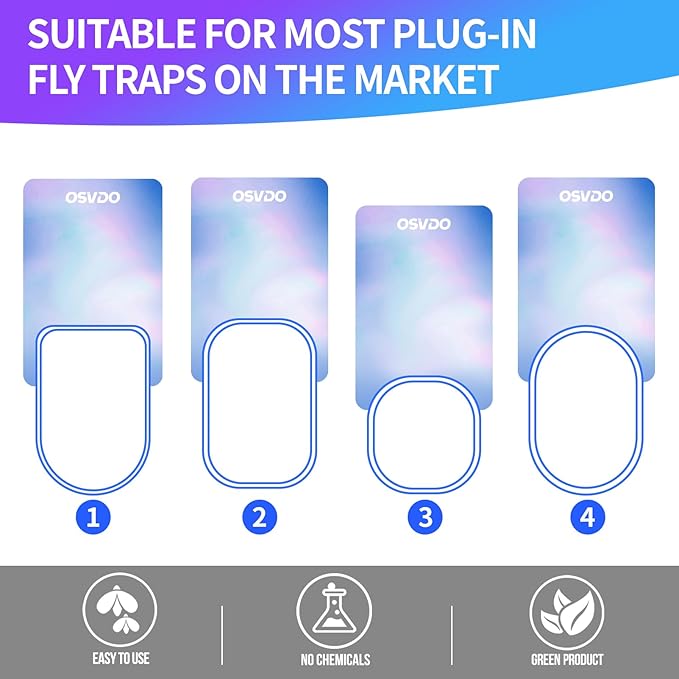 Universal Flying Insect Trap Refills - 6Pcs Indoor Fly Trap Glue Cards NO Device - Indoor Plug-in Fly Trap Refills for OSVDO Fly Traps(6 Multicolor Refills)