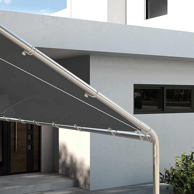 Outsunny 10' x 20' Carport Replacement Top Canopy Cover, UV Resistant and Water Resistant Car Port Portable Garage Tent Cover with Ball Bungee Cords, Dark Gray, Only Cover