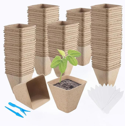 120 Packs Starter Plant pots, 3.2 inch Seedling Plant Pot Kit for Garden Nursery Seed Starter, Plant Garden Germination Pot with 20 Plant Labels and 2 Transplant Tools