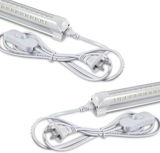 2FT LED Shop Light, 25W 3500LM 6000K/White Super Bright, T8 Integrated LED Tube Light Fixture,Plug and Play, Linkable LED Shop Lights for Room, Garage, Workbench, Under Cabinet (2 Pack)