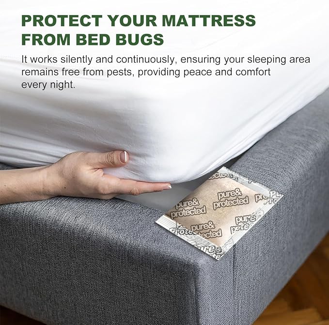 12 Pack Natural Bed Bug Repellent Pouches, Plant Based Long-Lasting 2 Month Protection Against Bedbugs, Dust Mites & Fleas, Safe for Mattress, Luggage, Furniture & Travel, No Residue Non-Toxic Formula