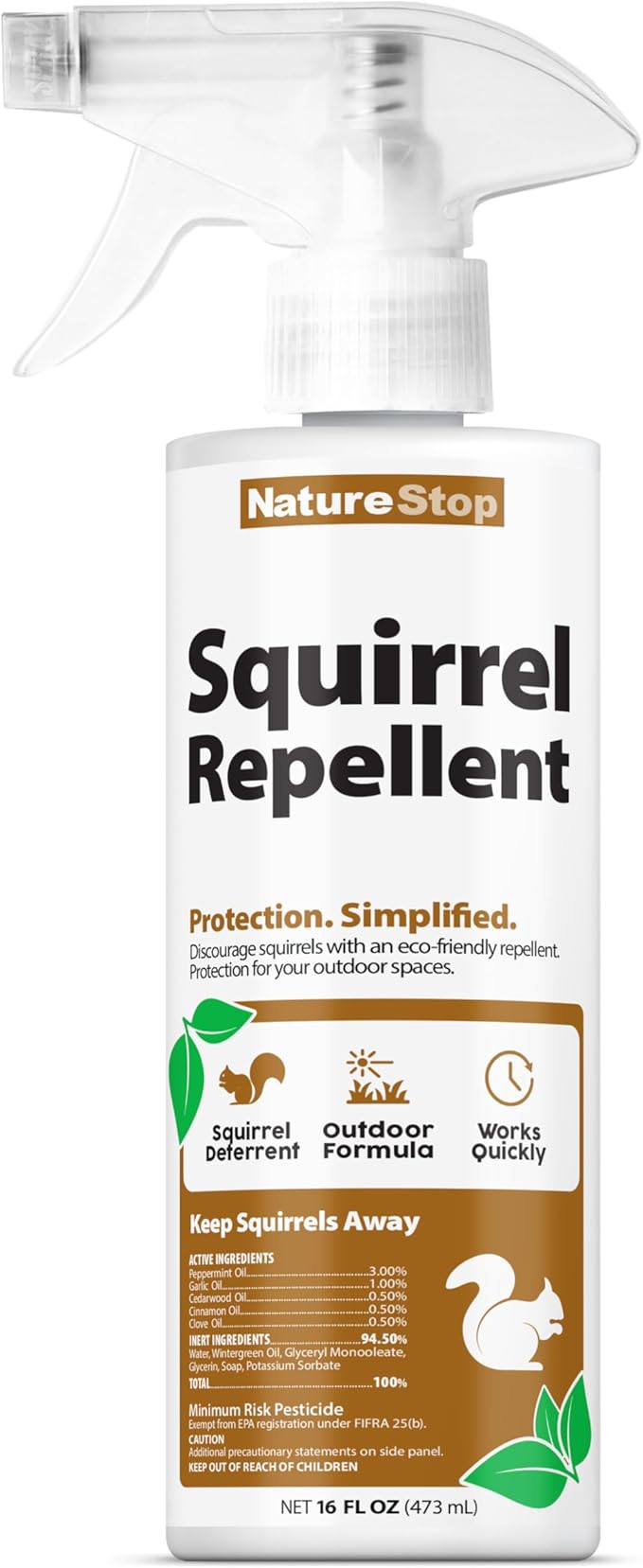 Squirrel Repellent Spray, Deterrent for Outdoor Use, 16 oz (475mL)
