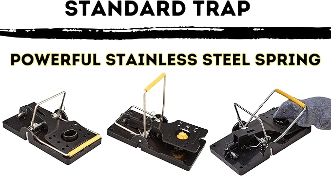 Bullseye - 6 Pack - Rat Traps - Indoor/Outdoor, Reusable, Easy Setup, Powerful Stainless Steel Spring, Tough ABS Body. Set Safely Without Getting Snapped. Great for Rats, Chipmunks & Other Rodents