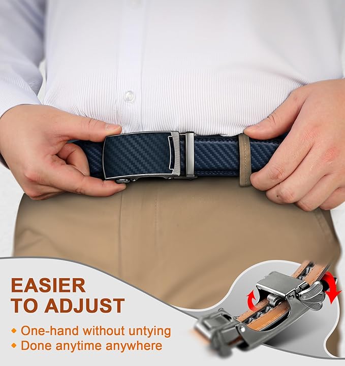 BULLIANT Men's Ratchet Belt 2 Pack-Click Leather Belt Adjustable for Men Gift 1 3/8-Cut for Perfect Fit