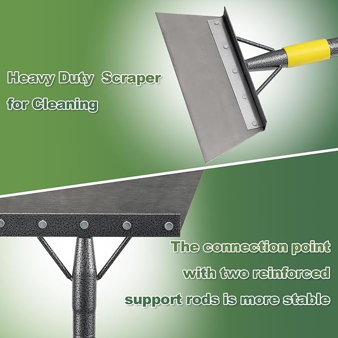 Garden Cleaning Shovel, Flat Shovel for Landscaping Long Handle 66", Gardening Floor Scraper Weeding Tool for Weeding, Scraping, Ice Remove