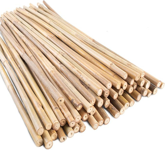50Pcs Garden Stakes, 0.32”/ 2Feet Bamboo Sticks，Natural Plant Stakes for Indoor and Outdoor Plants，Poles for Tomatoes, Beans, Potted Plants…
