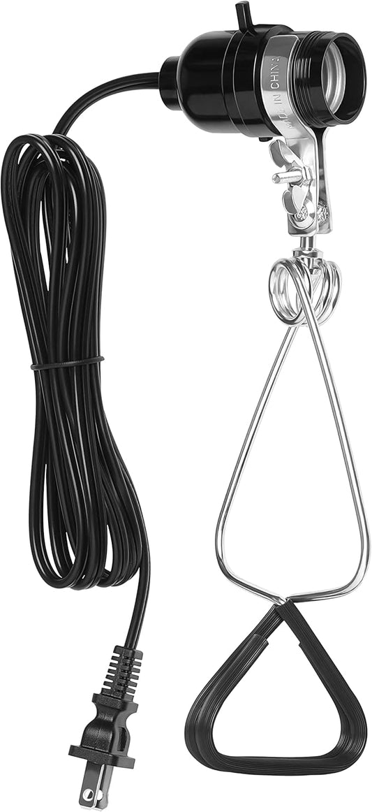 Simple Deluxe HIWKLTCLAMPSOCKETV1 1-Pack 18/2-Gauge Brooder and Heat Clamp Lamp with Bakelite Socket 150 Watt 6 Feet Cord, Black