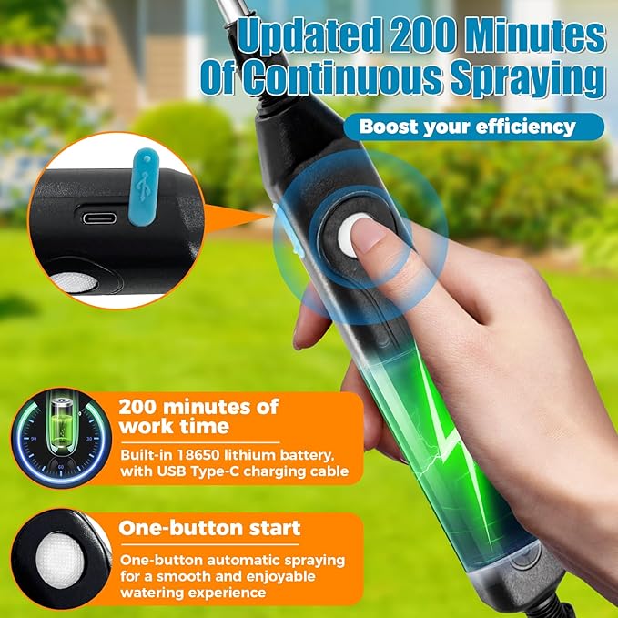 2 Gallon/8L Electric Sprayer, Powerful Electric Sprayer with 3 Mist Nozzles, Rechargeable Handle, Garden Sprayer w Adjustable Shoulder Strap for Lawn, Garden, Cleaning