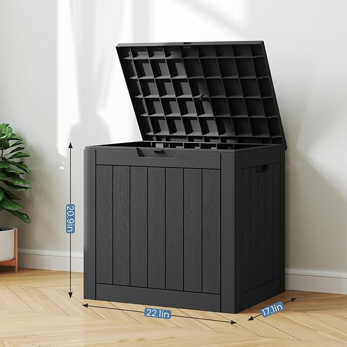 Deck Box with 31 Gallon Capacity, Weatherproof Resin Lockable Outdoor Storage for Secure Package Deliveries and Indoor Storage in Garden or Patio(Black)