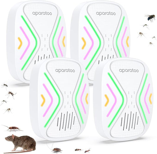 Indoor Bug Zapper, Insect Repellent Plug-in Electronic Pest Repellent, Mouse Deterrent Pest Repeller for Rodents, Cockroach, Mosquito, Spider, Bugs, 4 Packs, white03, ssd-01