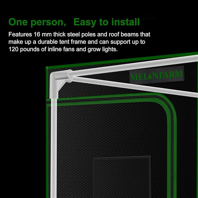MELONFARM 32"x32"x63'' Grow Tent, High Reflective 600D Diamond Mylar Canvas with Observation Window and Floor Tray for Hydroponic Indoor Plant Growing