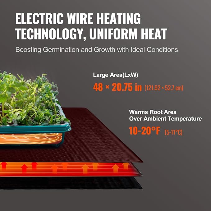 VEVOR 48"x 20.75" Seedling Heat Mat w/Digital Thermostat Combo Set,MET-Listed Heating Pad for Seed Starting, Waterproof Seed Mats for Germination, Indoor Gardening, Hydroponic, Greenhouse, 1 Pack