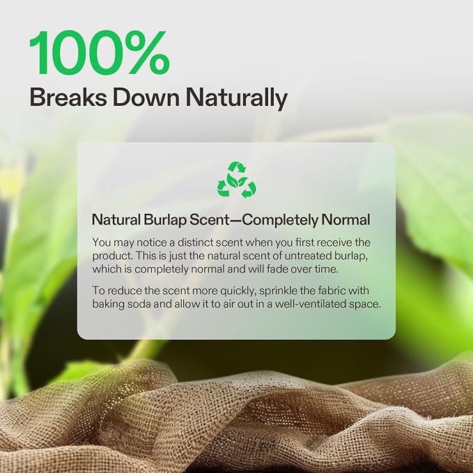 VIVOSUN 40 in x 30 ft Burlap Fabric, High Density Natural Jute Fiber, Multipurpose Burlap for Gardening, Outdoor Plant Care, Weed Barrier, DIY Crafts, and Decoration