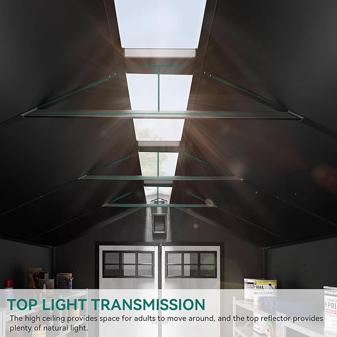 YITAHOME 8x10 FT Outdoor Storage Shed with Floor, Plastic Garden Shed for Bikes, Tools, and Pool Supplies, Outdoor Resin Shed with Lockable Doors, Windows, and Vents for Patio, Lawn, Backyard, Black