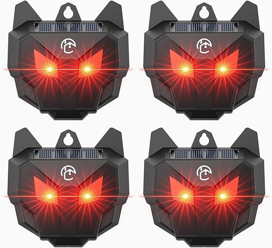 Solar Powered Racoon Repellent Devices with Flashing Lights, Waterproof Coyote Deterrent Device Energy-Efficient Predator Lights for Chicken Coop