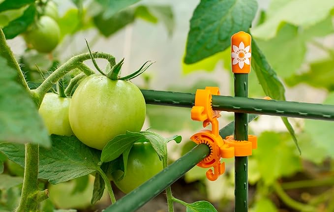 Plant Support Clips for Trellis, Garden Stakes, Wire Fence, Climbing Plants, Indoor Gardening, Hydroponics Systems, and Vines | Durable Gardening Clips (Incognito Green - 100 Pack)