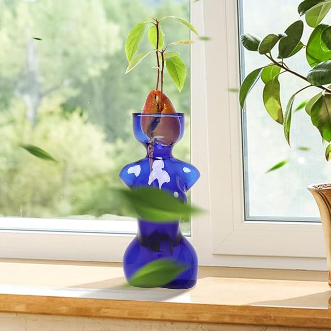 Propagation Vases for Plants Plant Propagation Jars Unique Body Avocado Vase Glass Planter Perfect for Seed Starting Water Rooting and Home Decor Gift for Father
