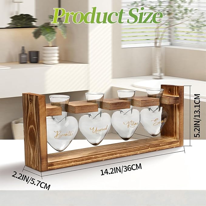 Plants Propagation Stations Plant Terrarium Kit for Bathroom Glass Planters for Indoor Plants Bathroom Decor Accessories - Relax Soak Unwind Breathe