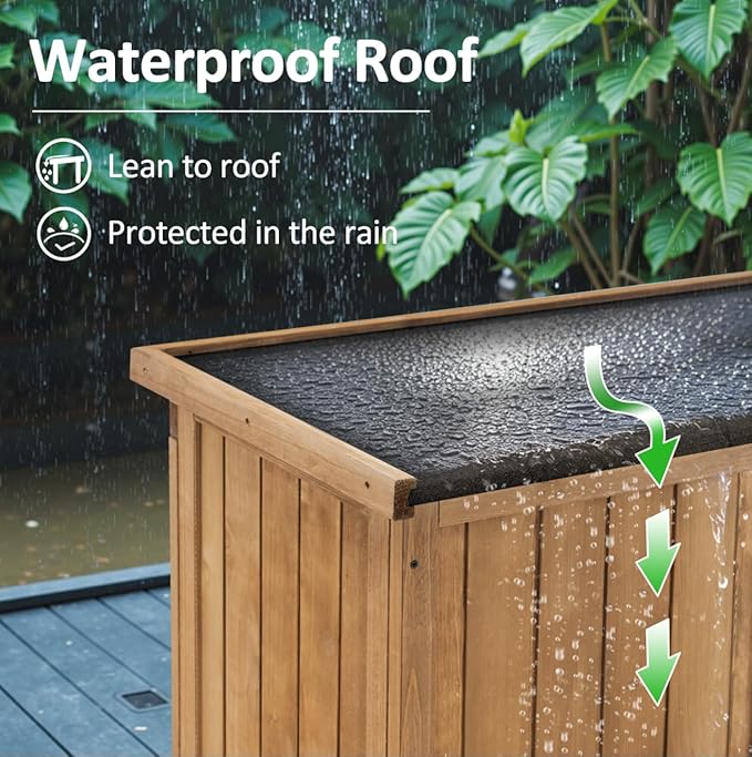 MCombo Outdoor Storage Cabinet, Garden Storage Shed, Outside Vertical Shed with Lockers, Outdoor 63 Inches Wood Tall Cabinet for Yard and Patio 0870 (Natural)