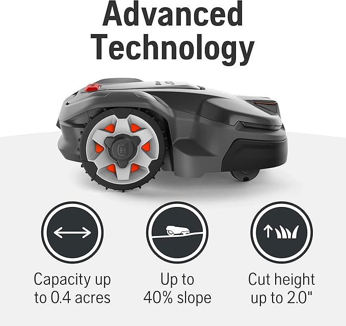 Husqvarna 970471745 Automower 415X Robotic Lawn Mower with GPS Assisted Navigation, Automatic Lawn Mower with Self Installation for Small to Medium Yards (0.4 Acre)