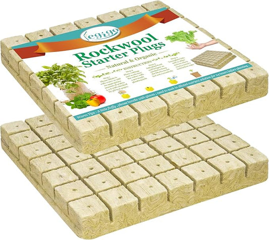 Legigo 1.5 Inch Rockwool Cubes for Hydroponics Seed Starter, Rock Wool Planting Cubes Hydroponic Garden Grow Plugs for Soilless Cultivation Plants Cutting Germination Clone(2 Sheet, 98 Plugs)