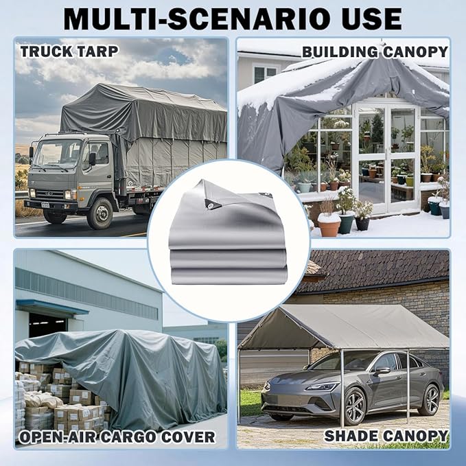 Carport Canopy 12x20 Heavy Duty, Waterproof Car Canopy, Tear Resistant Car Tent, Sun Resistant Car Port, for Garage Covering Family Vehicle Business Events Outdoor Deck（Without Frame）