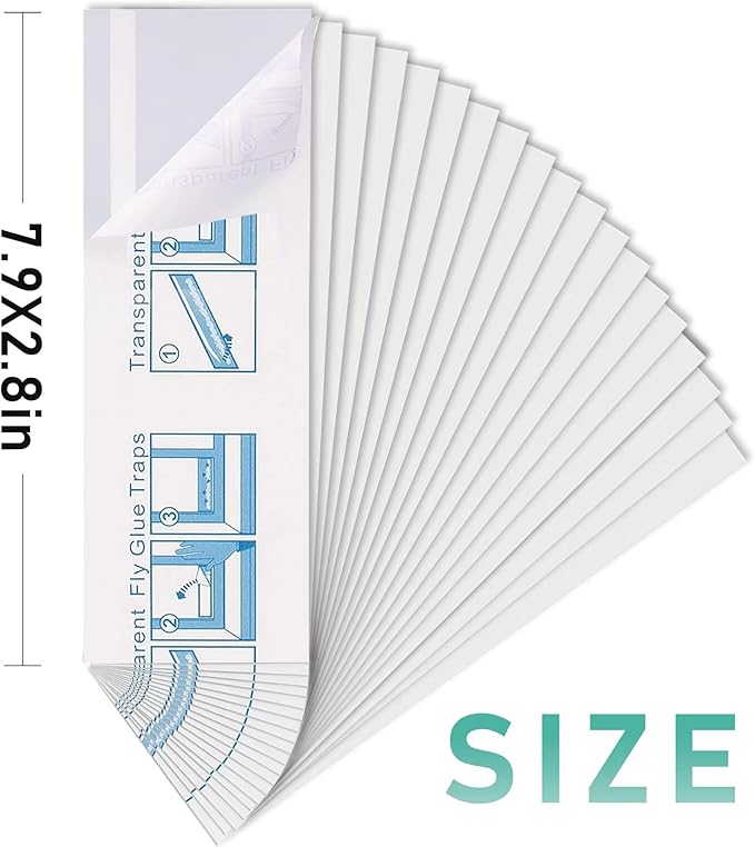 60 Pcs Window Fly Traps for Indoor/Outdoor, Insect, Bugs, Fly & Fruit Fly Glue Sticky Adhesive Insect Killer - Easy to Use, Waterproof, Disposable, Non-Toxic, and Odorless, Economic Pack