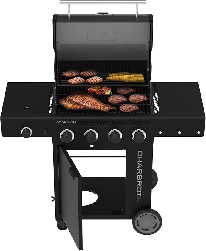 Charbroil Performance Series 4-Burner Gas Grill Cabinet with Side Burner, Black - 463253925