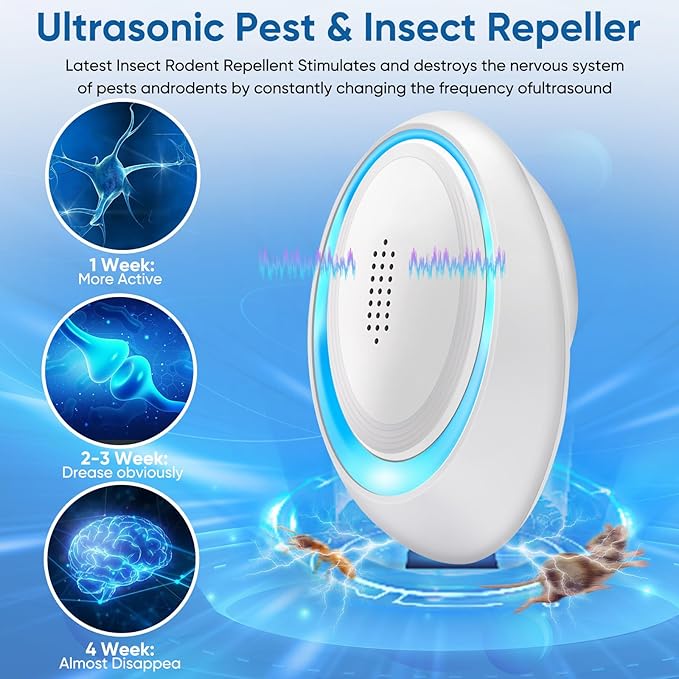 2025 Upgraded Mouse Repellent Indoor, 6 Pack Ultrasonic Pest Repeller, Roach Repellent Plug, Roach Repellent Plug for Roach, Spider, Mouse, Mosquito, Mice, Ant, Bugs Electronic Plug-in Pest Control