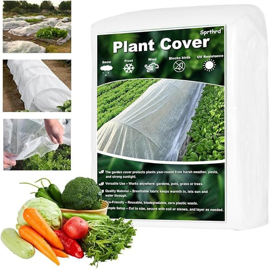7x33 FT Plant Covers Freeze Protection, 1.2oz Frost Cloth Floating Row Cover for Outdoor Plants, Winter Garden Frost Blanket for Vegetables, Flowers, Shrubs, Trees