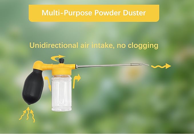 150ml Multi-Purpose Powder Duster Diatomaceous Earth Duster Powder Sprayer Bulb Duster with Length Adjustable from 11" to 23"