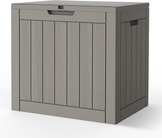 Outdoor Storage Box, 31 Gallon Waterproof Deck Box for Outdoor and Indoor, UV-Resistant Outside Storage with Lockable Lid for Patio, Pool, Garden Tools, Package Delivery, Grey