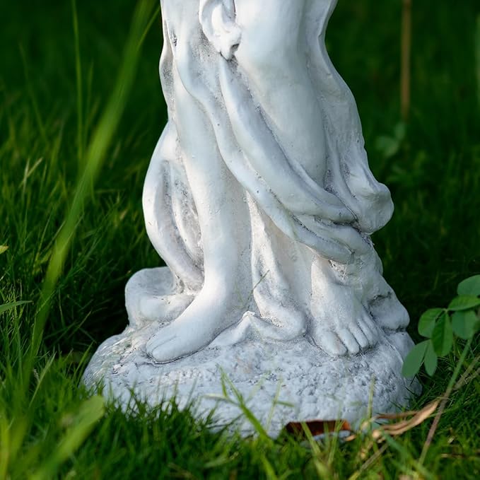 Outdoor Goddess Statue, Garden Beauty Decoration, Graceful Female Figure Sculpture, Catholic Concrete Finish Art Decor for Yard Patio Deck Home Entryway Hallway, Grey