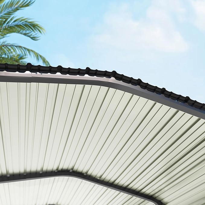 MUPATER 10 x 15 FT Heavy Duty Metal Carport, Outdoor Garage Car Shelter Shade with Heavier Metal Frame, Metal Roof and Bolts for Car, and Boats, Grey