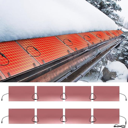H&G lifestyles Roof Heat Metal Panel for Ice Dams Snow Melting Heat Mats for Roof and Gutters Solar Panel Heated Roof De-Icing Kit Self-Regulating Heated Roof System (14“W x 16'L)