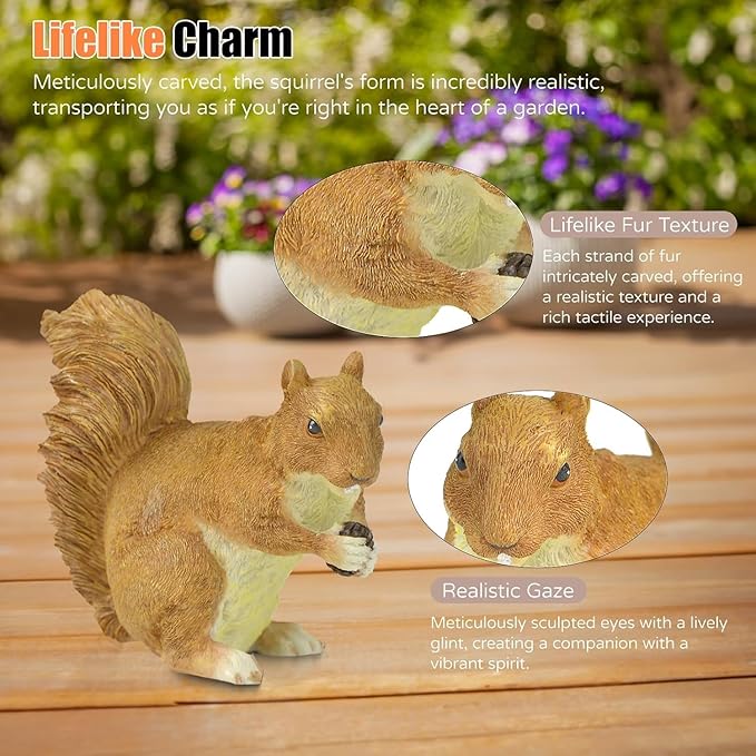 Garden Decoration Squirrel Statue - Adorable Wildlife Sculpture with Pinecone for Outdoor Patio, Lawn, or Garden Décor - Ideal for Nature Lovers