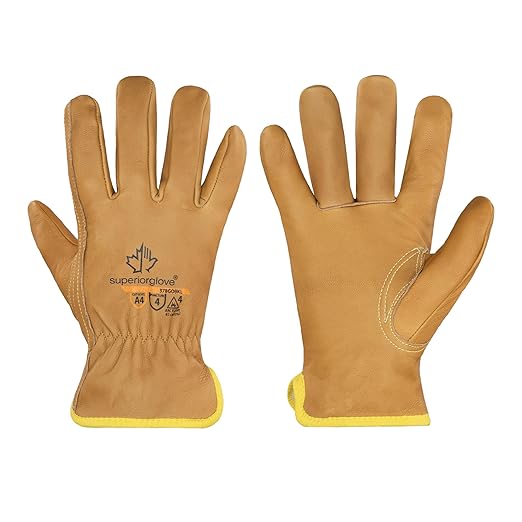 Superior Glove Endura Cut and Water Resistant Leather Work Gloves for Men & Women – 378GOBKL X-Large (Pack of 1 Pair)