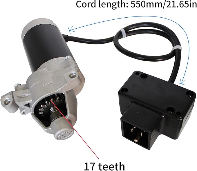 Electric Starter Motor JQ170 17 Teeth for Ariens Troy-Bilt Cub Cadet MTD Craftsman PowerSmart 208cc 254cc Snowblower Compatible with LCT 208cc 254cc Engine