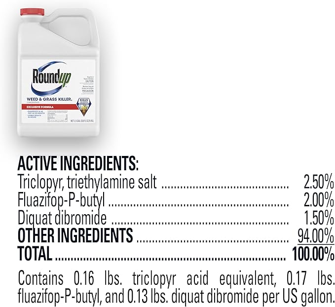 Roundup Weed & Grass Killer₄ Concentrate, Use in and Around Flower Beds, Walkways and Other Areas of Your Yard, 2.5 gal.