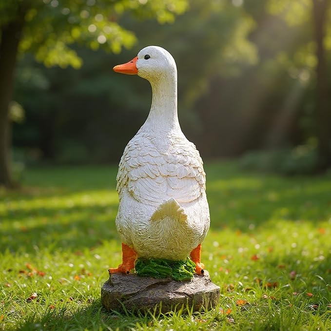Elenon Goose Statue Garden Decorative, 11 inch High Adorable Flower Bed Outdoor Decor, Yard Patio Art Decor Sculptures Table Ornament