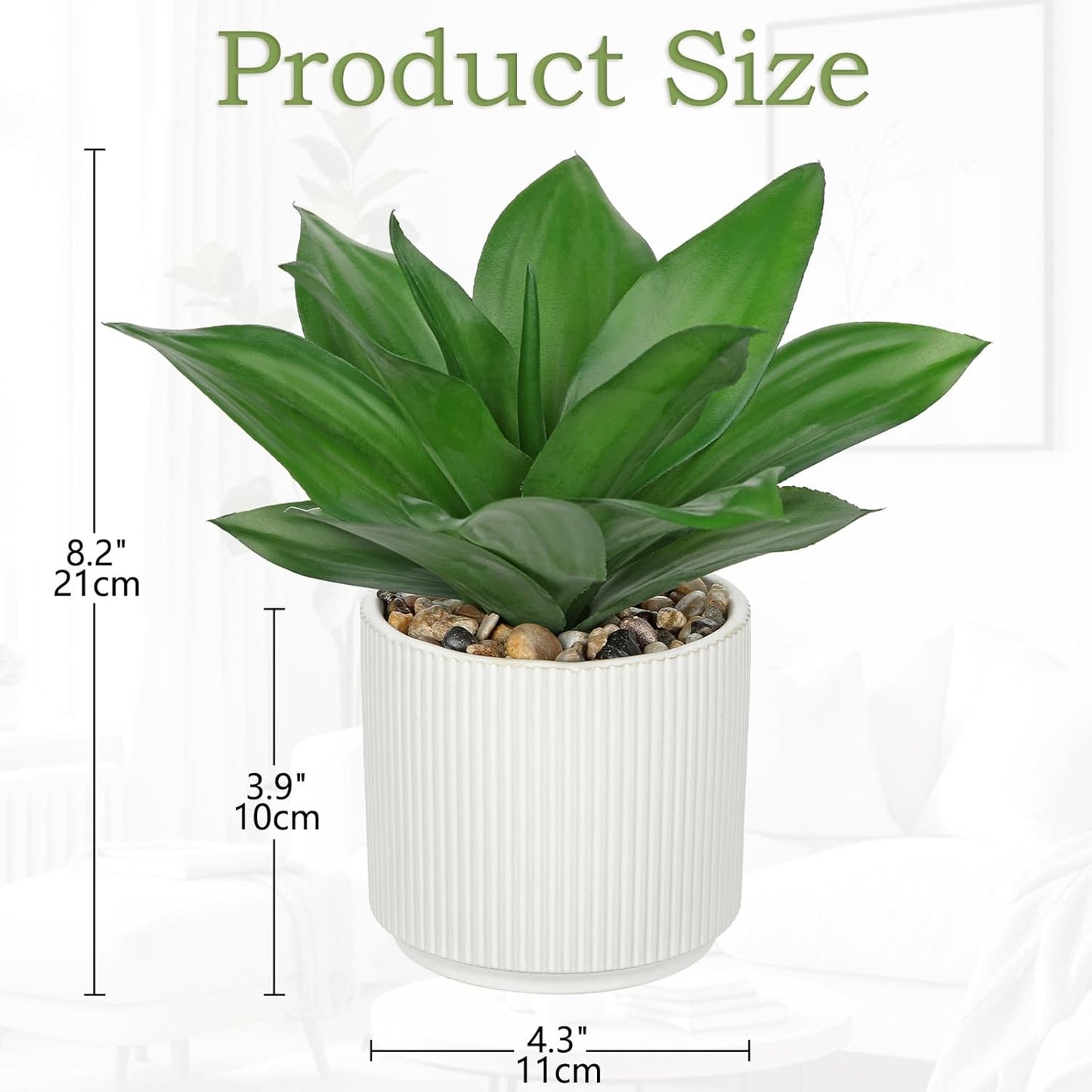 Hollyone Artificial Agave Plants Fake Succulent Agave Plant Potted in White Pot Succulents Aloe Plant for Desk Modern Office Living Room Table Shelf Home Indoor Outdoor Decor
