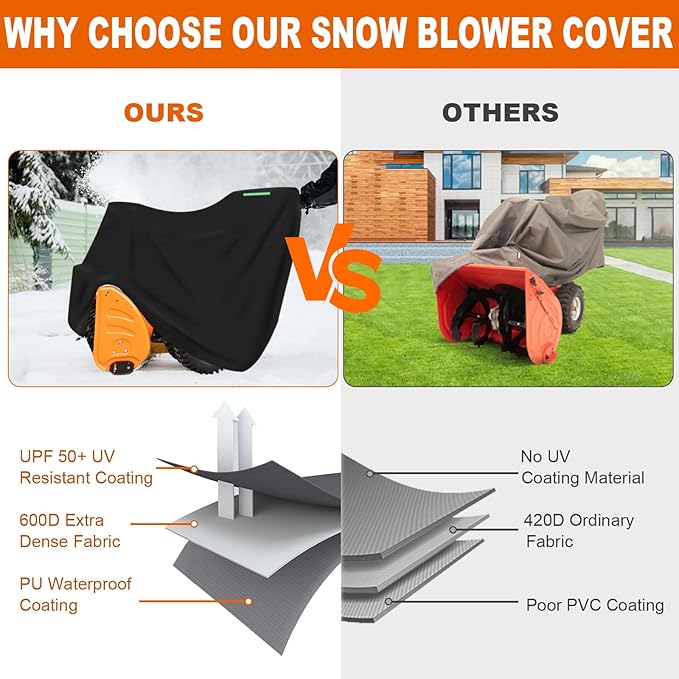 Snowblower Cover-Waterproof Heavy-Duty 600D Oxford Cloth Snow Blower/Thrower Cover Fit for PowerSmart, Snow Joe,Toro,EGO, Honda, Ryobi, Cub Cadet, Ariens, Troy Bilt, Black