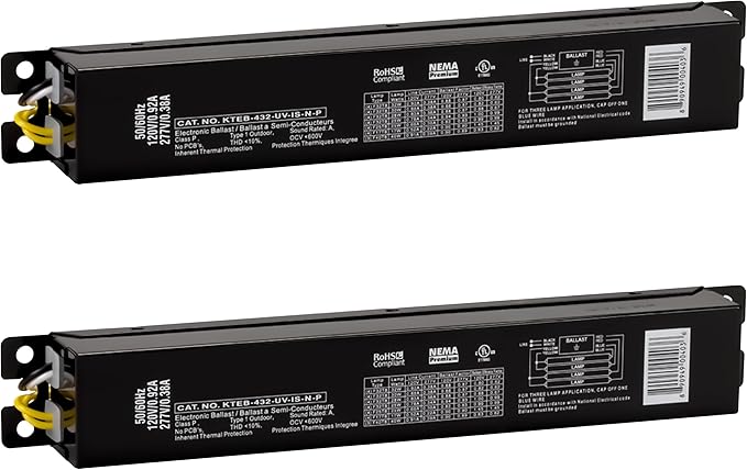 OHLECTRIC 2 Pack - Replacement for Keystone KTEB-432-UV-IS-N-P 4 Lamp T8 Electronic Fluorescent Ballast with Normal Light Output | 120-277V Input with Instant Start Operation | 0.88 Ballast Factor