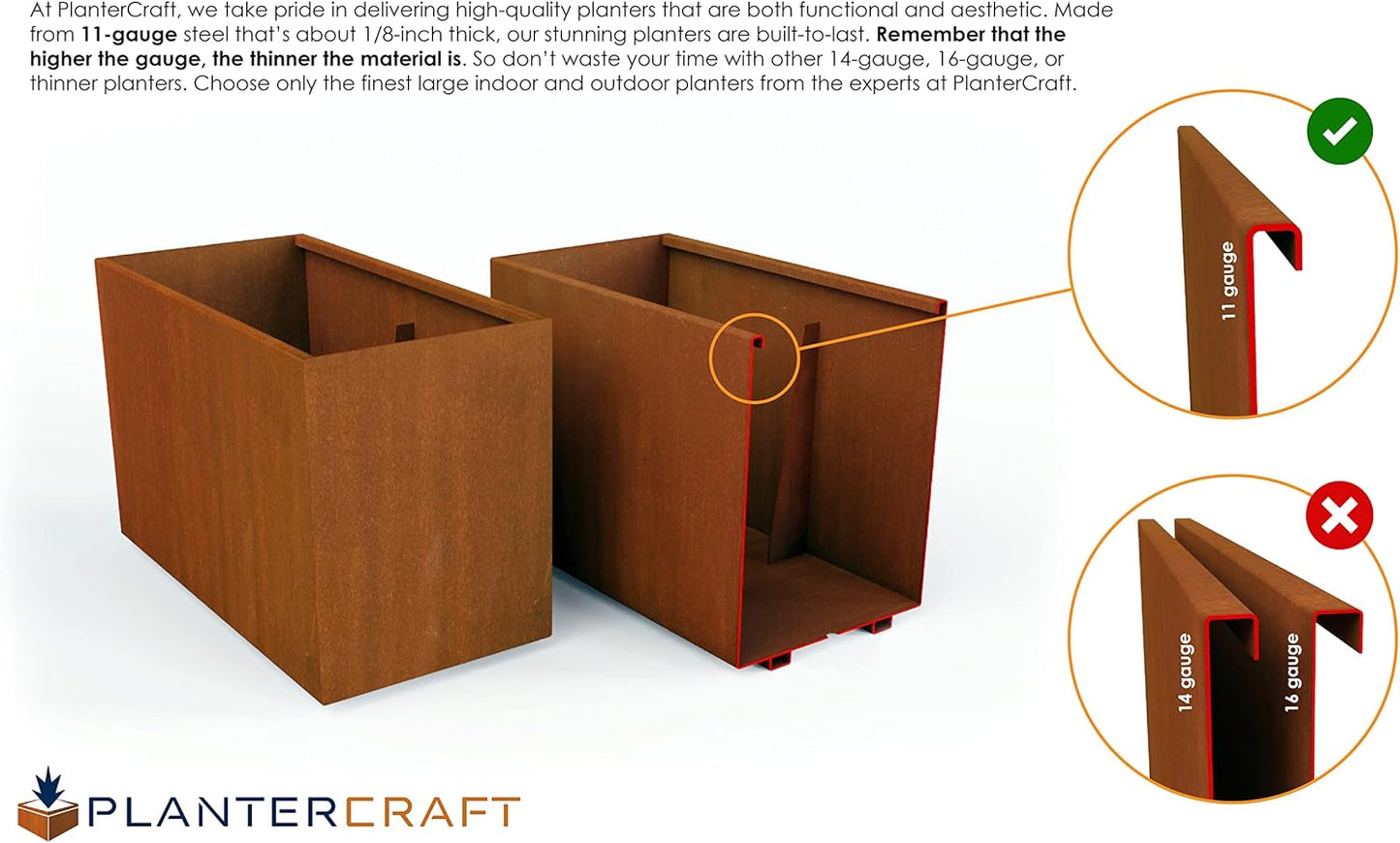 Large Rectangular Planters for Outdoor Plants – 72x24x24 Corten Steel Planter Box for Patios & Gardens | Extra Large Outdoor Planters, Fully Assembled, Heavy Duty 11-Gauge USA Steel