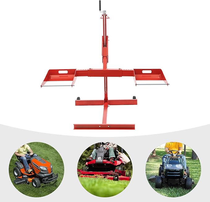 Lawn Mower Lift, 750Lbs Lawn Mower Lift Carbon Steel Lift Jack Lawnmower Lift Tool Adjustable Lawnmower Lifts w/Wheel for Garden Tractors All-Terrain Maintenance and Repair(750LBS)