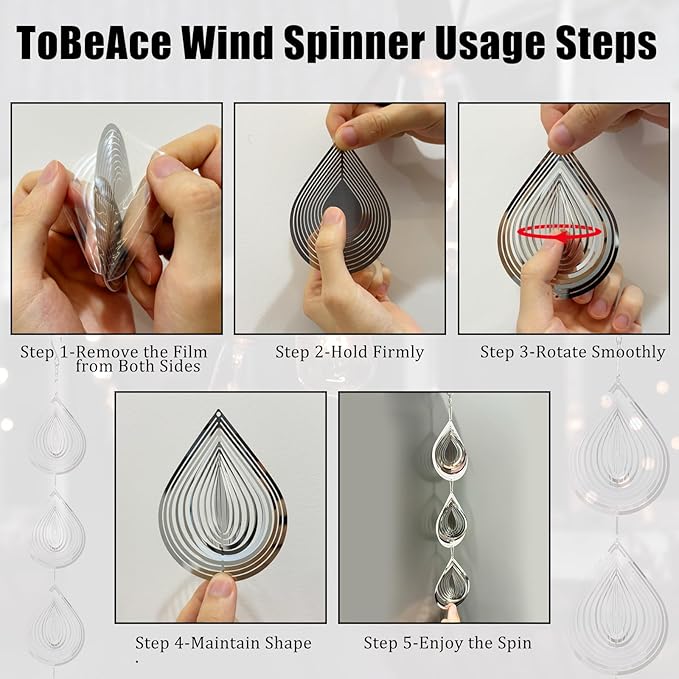 Droplet Bird Scare Discs Set, Metal Bird Reflectors Shiny Wind Spinners for Outdoor Garden Decor, Reflective Bird Devices Deterrents to Keep Scare Birds Away from Outside Patio Porch Yard Fruit Trees